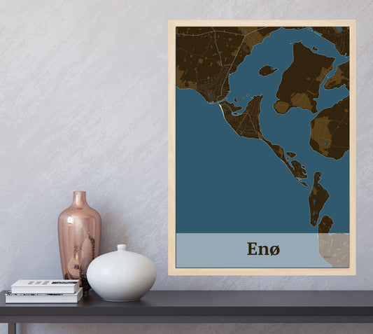 Enø plakat i farve  og HjemEgn.dk design firkantet. Design ø-kort for Enø