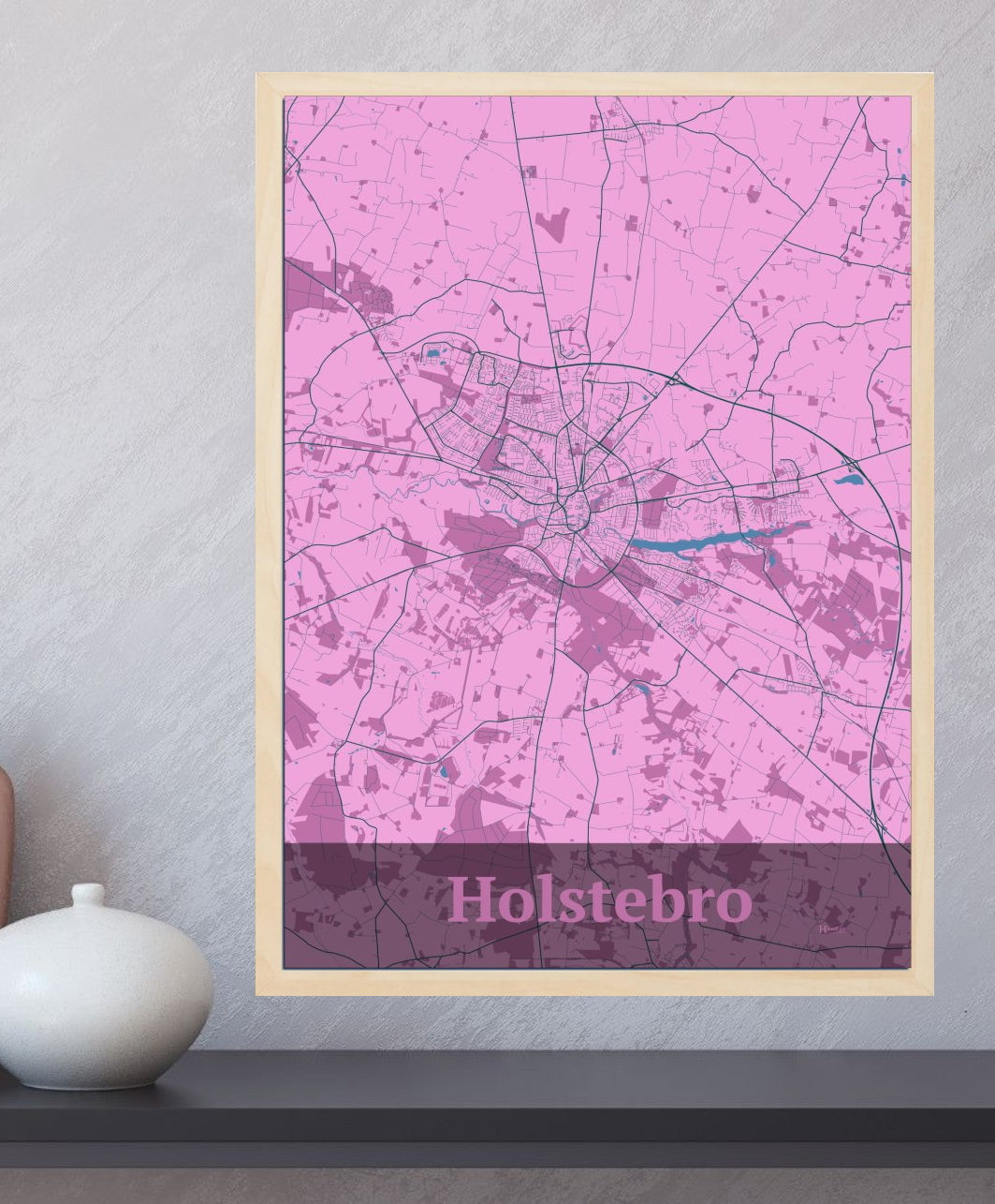 Holstebro Fra Din Hjemegn I plakat i farve  og HjemEgn.dk design firkantet. Design bykort for Holstebro Fra Din Hjemegn I