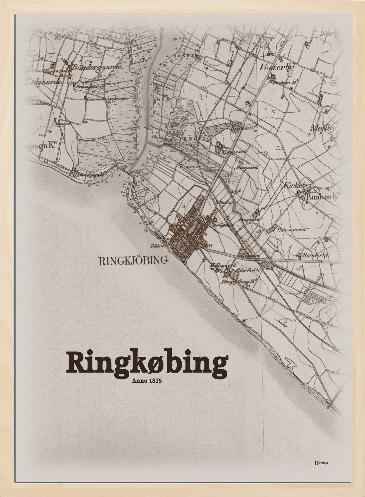 Ringkøbing anno år 1875 | retro plakat fra din HjemEgn | hurtig levering og høj kvalitet [køb nu] 